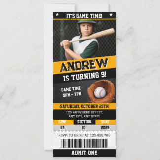Persönliche Baseball-Ticket-Geburtstagsfeier mit F Einladung