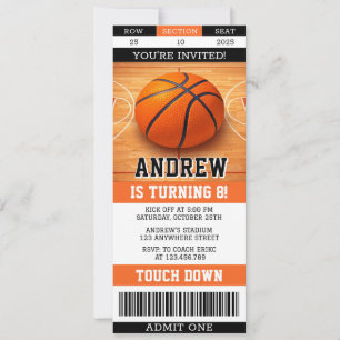 Persönliche Basketball-Geburtstags-Ticket-Sportart Einladung