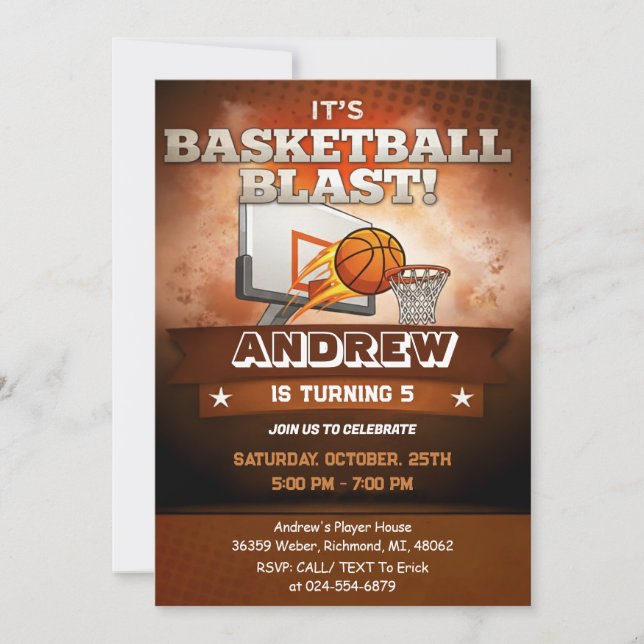 Persönliche Basketball-Geburtstagseinladung Sport Einladung (Vorderseite)