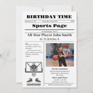 Persönliche Basketball-Geburtstagsfeier mit Foto Einladung