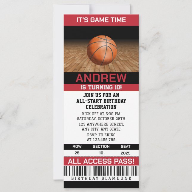 Persönliche Basketball Hochflieger Geburtstag Einladung (Vorderseite)
