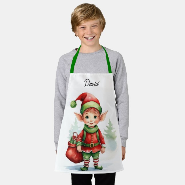 Persönliche Bezeichnung Weihnachtself mit Sack von Schürze (Getragen)