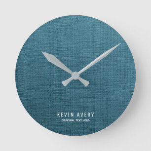 Persönliche blaue Linentextur Runde Wanduhr
