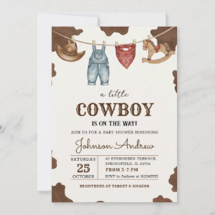 Persönliche braune Cowboy-Baby-Shower-Einladung Einladung
