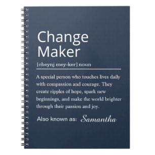 Persönliche Change Maker-Definition Notizblock