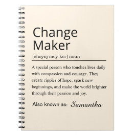 Persönliche Change Maker-Definition Notizblock