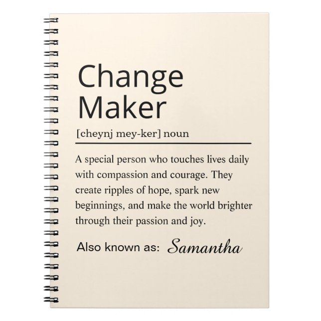 Persönliche Change Maker-Definition Notizblock (Vorderseite)