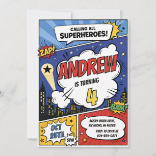 Persönliche Comic-Superhelden-Geburtstag Einladung