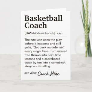 Persönliche Dankesnachricht für Basketballtrainer- Karte