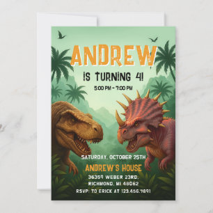 Persönliche Dinosaurier Geburtstagsparty Einladung