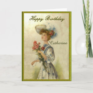 Persönliche Edwardian Lady Birthday Card Karte