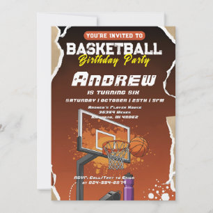 Persönliche einfache Basketball-Geburtstagsfeier Einladung