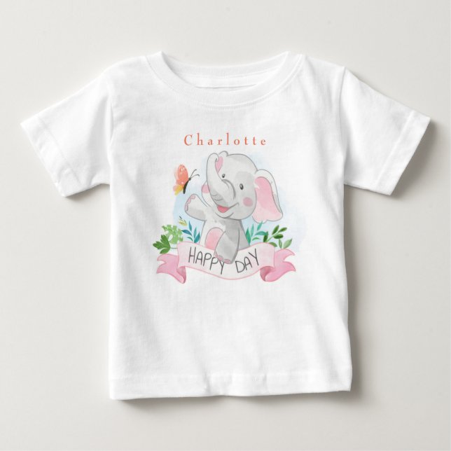 Persönliche Elefantenspiele im Freien mit Schmette Baby T-shirt (Vorderseite)