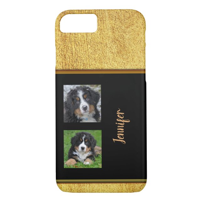 Persönliche elegante Glitzer Gold Schwarze Foto Co Case-Mate iPhone Hülle (Rückseite)
