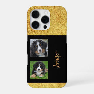 Persönliche elegante glitzernde gold-schwarze Foto iPhone 16 Pro Hülle