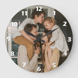 Persönliche Foto-Erinnerungen für die Familie Große Wanduhr
