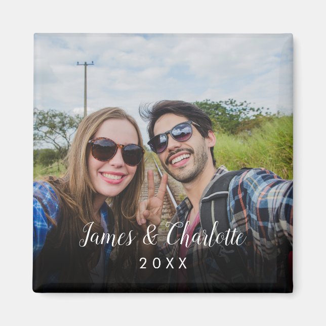 Persönliche Foto- und Namensgunst Magnet (Vorne)