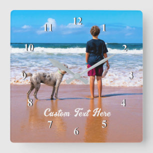Persönliche Fotouhr mit benutzerdefiniertem Text Quadratische Wanduhr