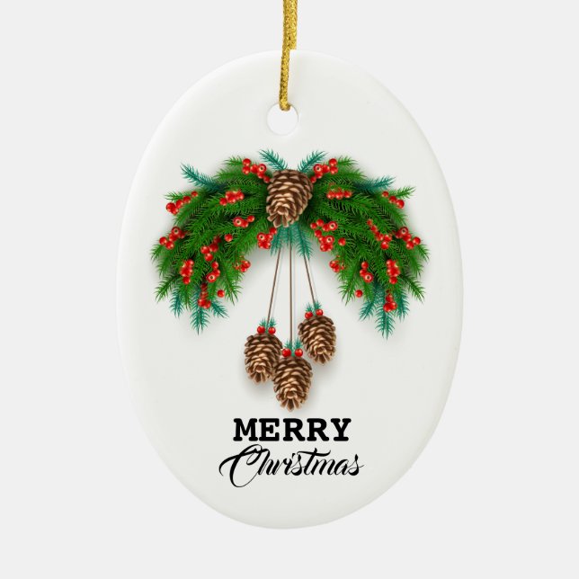 Persönliche frohe Weihnachtsfeier Keramik Ornament (Vorne)