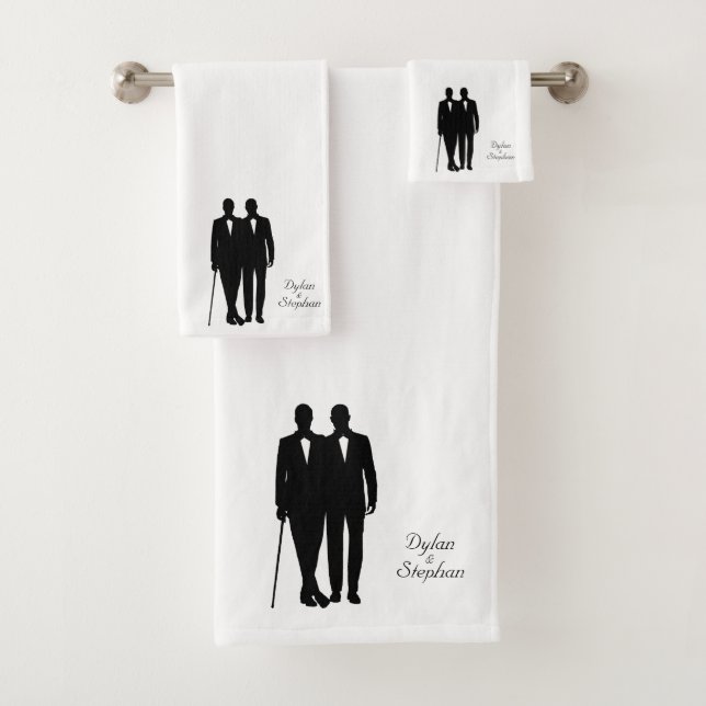 Persönliche Gay-Hochzeiten mit Namen Badhandtuch Set (Insitu)
