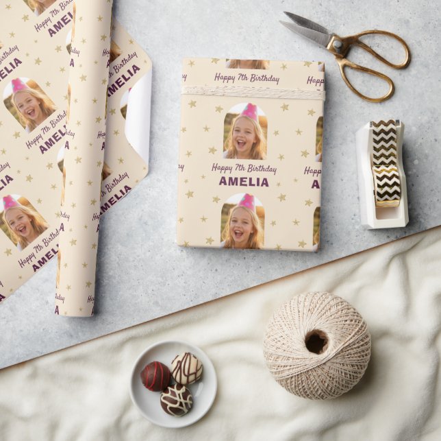Persönliche Geburtstags-Geschenkverpackung mit Fot Geschenkpapier (Kunsthandwerk)