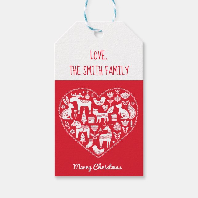 Persönliche Geschenketags für skandinavische Tiere Geschenkanhänger (Vorderseite)