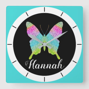 Persönliche Gestaltung des eigenen farbenfrohen Sc Quadratische Wanduhr