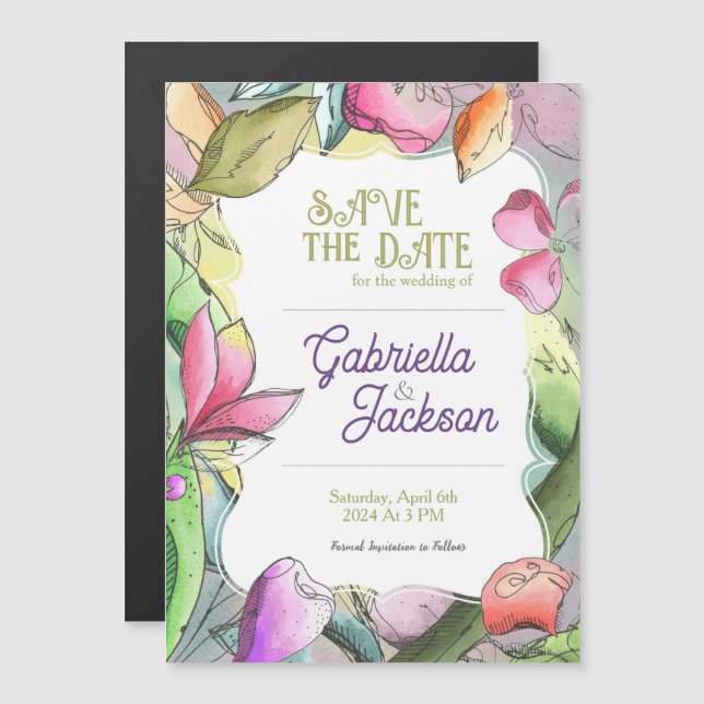 Persönliche Gestaltung Schöne Aquarellfarben Außen Magnetkarte (Vorne/Hinten)