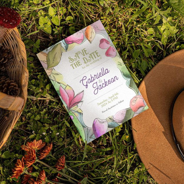 Persönliche Gestaltung Schöne Aquarellfarben Außen Save The Date (Von Creator hochgeladen)