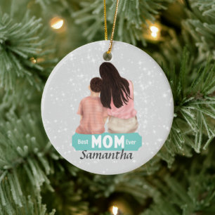 Persönliche Gestaltung von Mutter und Sohn   Grau Keramik Ornament