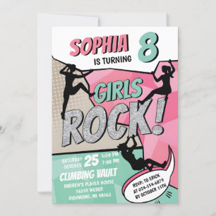 Persönliche Girls Rock Klettern Geburtstag Einladu Einladung