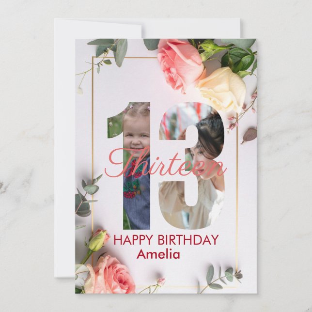 persönliche Glückwunschkarte zum 13. Geburtstag Karte (Vorderseite)