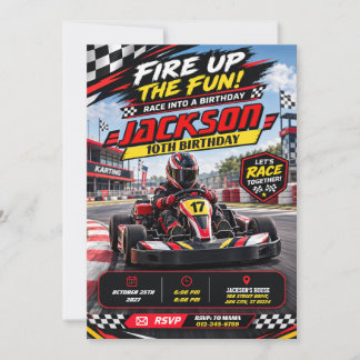 Persönliche Go-Kart-Geburtstagseinladung Einladung