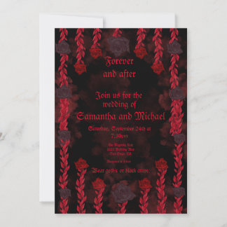 Persönliche Gotik, Schwarz und rote Rosen Einladung
