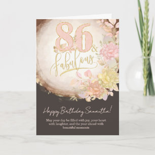 Persönliche Grüße zum 86. Geburtstag mit Blumenfot Karte