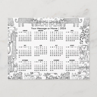 Persönliche Katzen-Kalender 2026 mit Nachricht ode Postkarte