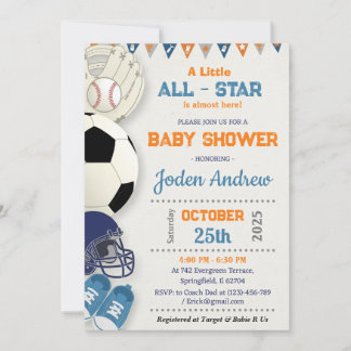Persönliche Little All-Star-Sport-Baby-Party Einladung