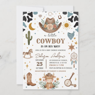 Persönliche Little Cowboy Baby Shower Einladung