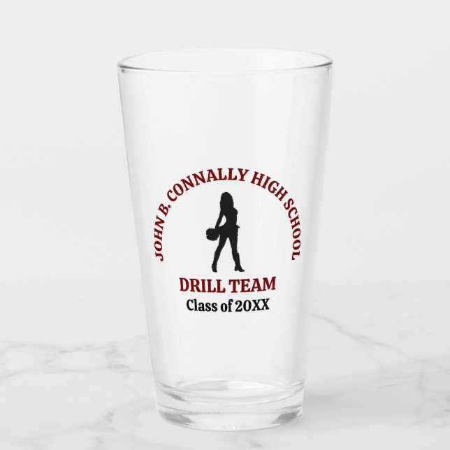 Persönliche Maroon High School Drill Team Tänzerin Glas (Vorderseite)