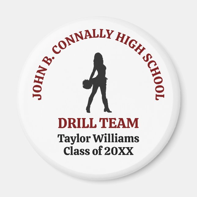 Persönliche Maroon High School Drill Team Tänzerin Magnet (Vorne)