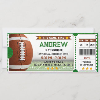 Persönliche moderne American-Football-Ticket-Gebur Einladung
