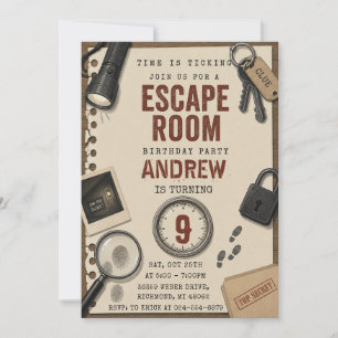 Persönliche moderne Escape-Room-Geburtstagsfeier Einladung