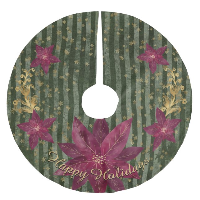 Persönliche Nachricht von der Grünen Blumenpoinset Polyester Weihnachtsbaumdecke (Vorderseite)