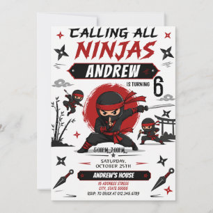 Persönliche Ninja-Geburtstagsfeier für Jungen Einladung