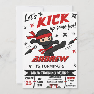 Persönliche Ninja-Geburtstagsfeier für Jungen Einladung