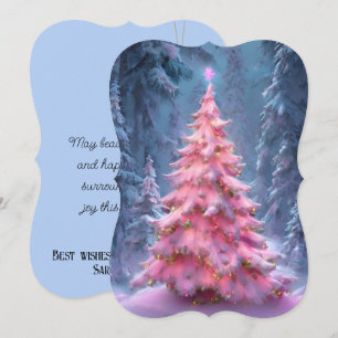 Persönliche Pink Winter Wonderland-Signatur Feiertagskarte