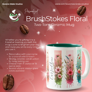 Persönliche Pinselstrich-Blumenmusterdesign Zweifarbige Tasse