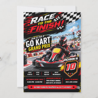 Persönliche Renn-Gokart-Geburtstagsfeier Einladung