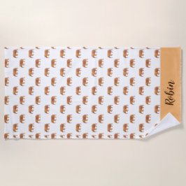 Persönliche rosa Elefanten Muster Gold Weiß Strandtuch