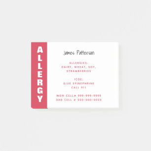 Persönliche rote Notfallwarnung bei Lebensmittelal Post-it Klebezettel